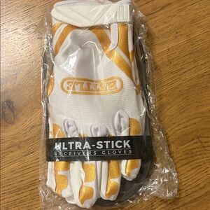Ultra-Stick White and Gold Receiver Gloves
